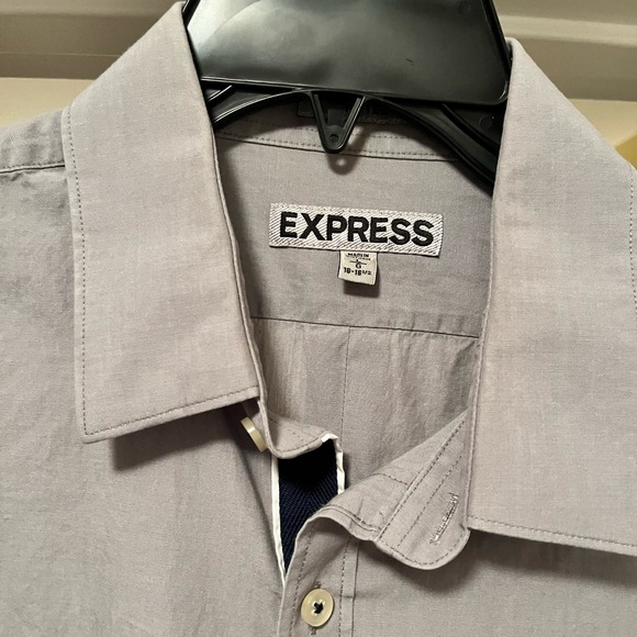 Express Men - Gray Button Down Long Sleeve Shirt (L, 16-16.5 neck length) - Picture 2 of 3